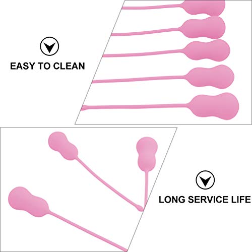 HEALLILY 5 peças de bola de encolhimento feminina vaginal haltere de silicone para exercícios (rosa)