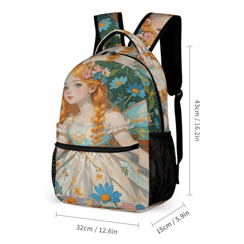 3Pcs Backpack Sets Pfhorn Flower Fairy Print Travel Daypack 3 in 1 Lightweight Backpack Set with Lunch Bag And Cosmetic Bag2