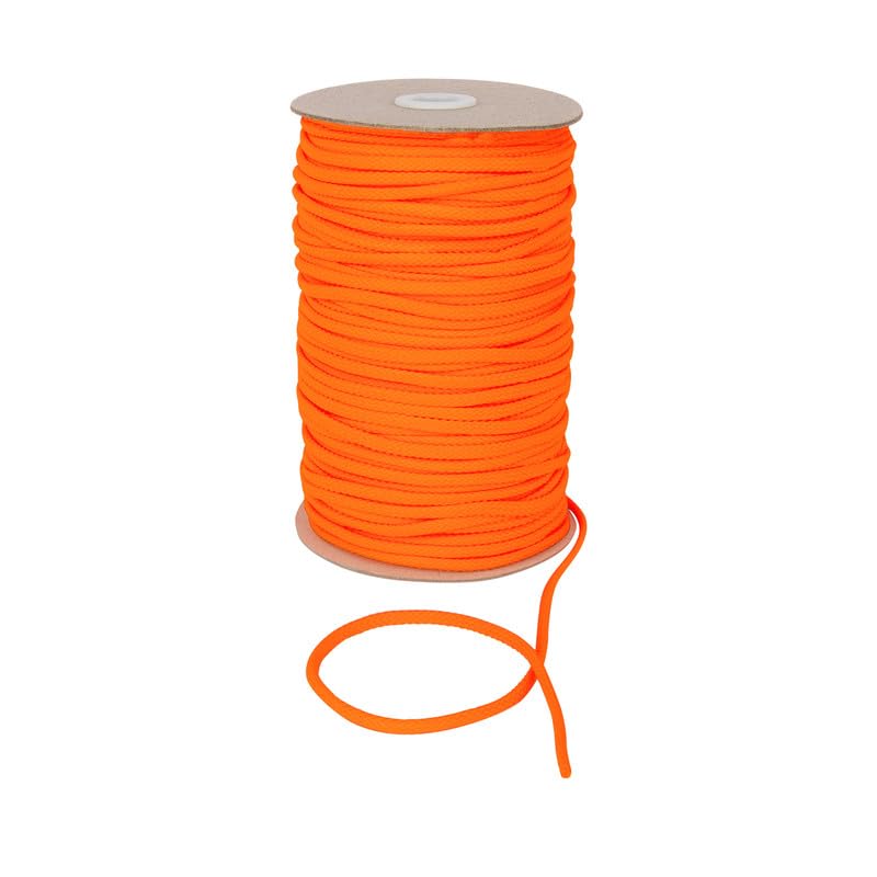 Durable Anorak Braided Cord - 4mm Wide Polyester Drawstring Cord Laces Hoodie String Jogger string clothing cord lace tying lanyard rope craft project (Flo Orange,5)-Craft Queen LTD