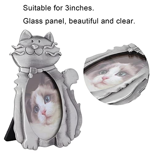 Atyhao Kat Fotolijst, Kat Patroon Metalen Foto Tafelblad Frame Huisdier Memorial Fotolijst voor Katten Kitten Display op Bureau - Afbeelding 6