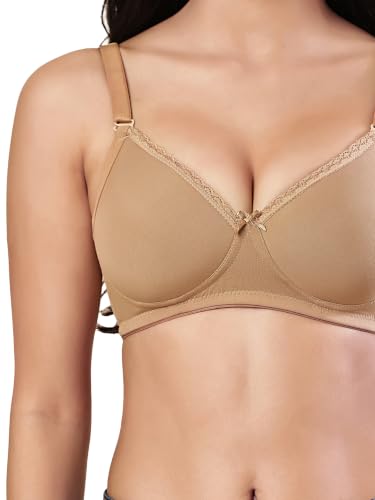 Image of Women's Seamless Padded Non Wired Cotton Stretch Everyday Bra| Detachable Straps | Transparent Straps Included