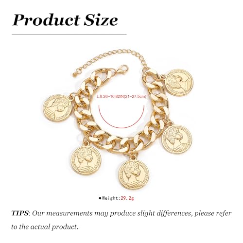 Chunky Gold Bracelet Coin Bracelets for Women Coin Charm Bracelet Chunky Bracelets for Women Trendy 20253