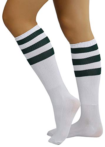 Image of ToBeInStyle Women's Premium Below Knee Athletic Socks w /Contrasting Wide Stripes