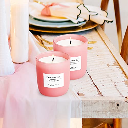 Fabou Hour Candles For Home Scented, 7.7Oz Tropical Fruits Aromatherapy Candles Scented With Long Lasting Burning, Highly Home Scented Candles For Stress Relief Relaxation, Jar Candle Gifts #TOP5