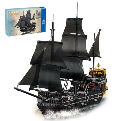 Hallisun Juego Bloques construcción Barco Pirata Miniatura, Bloques Barco Pirata King, Kit Modelo Barco Pirata, Regalos cumpleaños Navidad para Adultos, niños y niñas 14 años en adelante, 920 Piezas