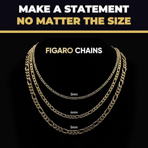 GLD Figaro Chain for Men and Women - 18K - 3MM, 4MM and 6MM4