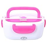 Caja de Almuerzo Eléctrica, Desmontable Caja de Almuerzo Calentada con Cuchara, Contenedor de Almacenamiento de Alimentos 220V(Rosa)