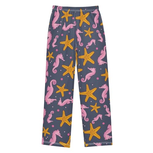 ZZXXB Lovely Seahorse Starfish Boys Long Pants Soft Trousers Elastic Waist Kids Lounge Bottoms with Pockets S-XL