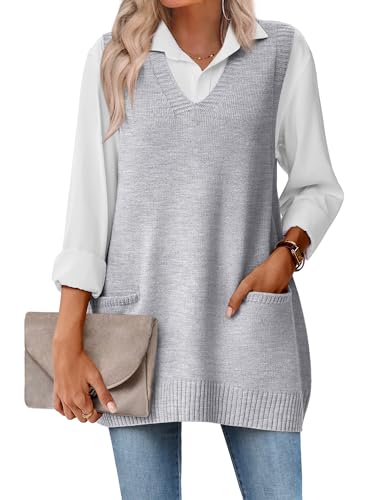 Zeagoo Knit Sweater for Women Pullover Vest V Neck Business
