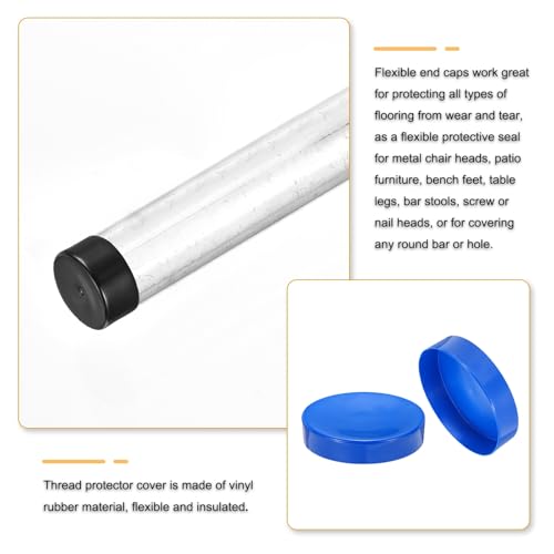 Image of uxcell 2pcs Rubber End Caps 300mm(11 13 /16 Inch) ID x 80mm(3 1 /8 Inch) H Vinyl Round Tube Bolt Cap Cover Screw Thread Protectors Blue