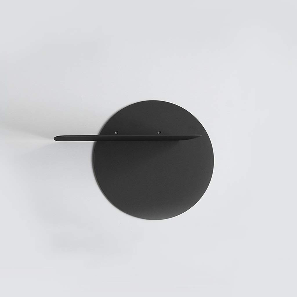 Étagère flottante ronde en métal noir pour salon et chambre