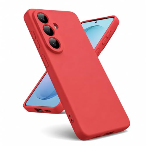 Image of LIRAMARK Liquid Silicone Soft Back Cover Case for Samsung Galaxy S26 5G| Soft Micro-Fibre Lining Inside | Camera Protection Bump (Red)