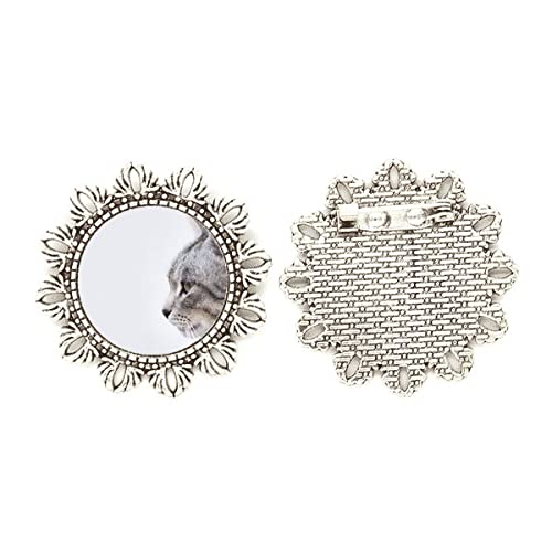 Broche de plata de gato y flor accesorio con alma natural