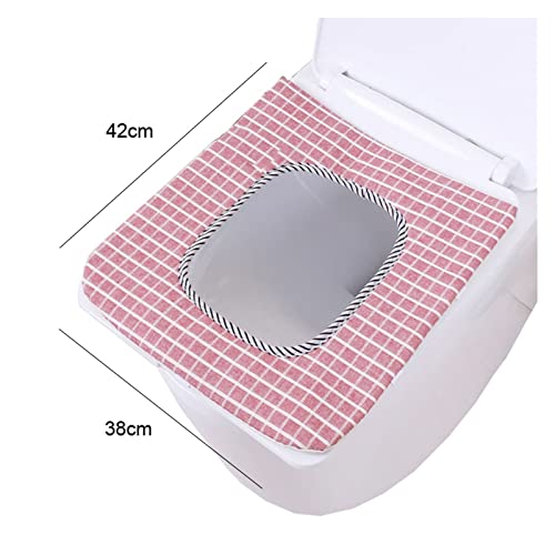 DUNBE Badezimmer-Toilettenabdeckung, quadratisch, waschbar, Thermovlies, rot, Toilettensitzkissen, Klettverschluss, Toilettensitz, Heimdekoration – Bild 6