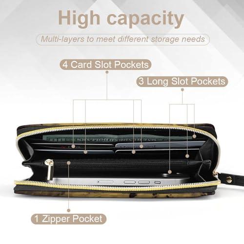 Rat Eats A Piece of Cheese Leather Wallet Smooth Zip Around Clutch Wristlet Travel Long Soft Purse for Women4