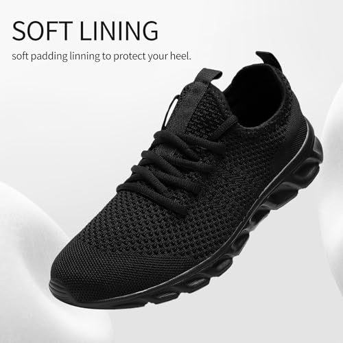 Image of WCIDFY Womens Mens Running Tennis Shoes Unisex Slip On Gym Walking Shoes Lightweight Workout Sneakers Daily Footwear Traveling Black 9.5 Women /8 Men | Lightweight, Breathable mesh, Non Slip, Flexible, Comfy, Fashion Sneakers for Daily, Workout, Work, Traveling, Sports, Casual
