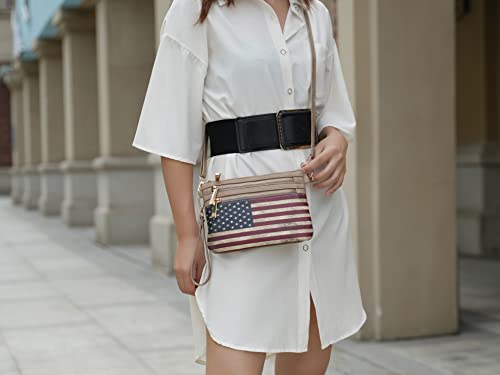 Image of MKF Collection Crossbody Bag for Women, American Flag Shoulder Bag, Vegan Leather Wristlet Bag Handbag Purse by Mia K