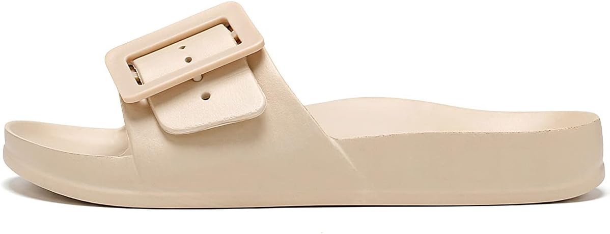 L LOUBIT Cloud Slides for Women with Arch Support Pillow Soft Recovery Sandals Lightweight Summer Beach Slippers Non-Slip Shower Shoes 10 Khaki image 2 of 6 B0C4V6HJ4W