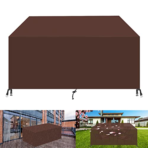 Image of FSMYYXGS Garden Furniture Covers Waterproof,420D Oxford Heavy Duty Rectangular Table Cover,Outdoor Patio Furniture Protection Cover Anti-UV Windproof-Brown|| 45x45x45cm/LxWxH