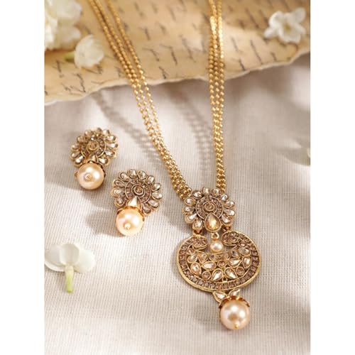 Image of Rubans Gold Plated Necklace Set Traditional Festive Jewellery for Women & Girls