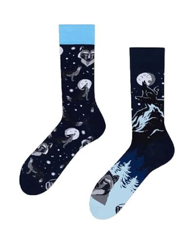 Many Mornings - Winter Wolf - Mismtached Socken mit Wolf (as3, numeric, numeric_43, numeric_46, regular, regular) Cover