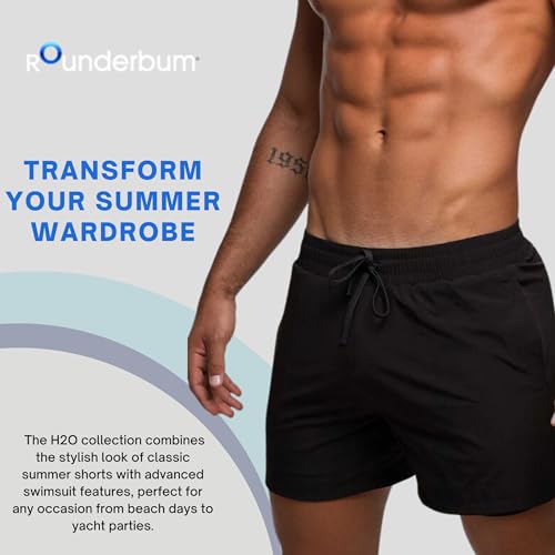 Rounderbum Mens Swimwear | Beach Shorts | Padded Technology | Quick Dry | Bathing Suits | Sport Swim Shorts | Drawstring2