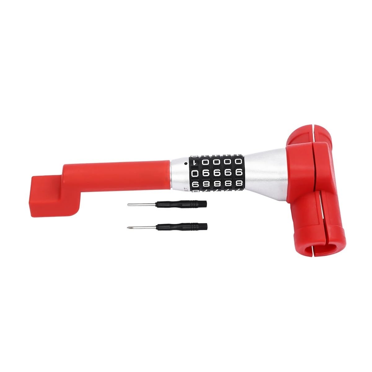 Antifurto Meccanico Blocco di protezione cifratura del volante da 6 cm/2,4 pollici antifurto per auto famiglia in alluminio Antifurto di Bloccaggio(Red)