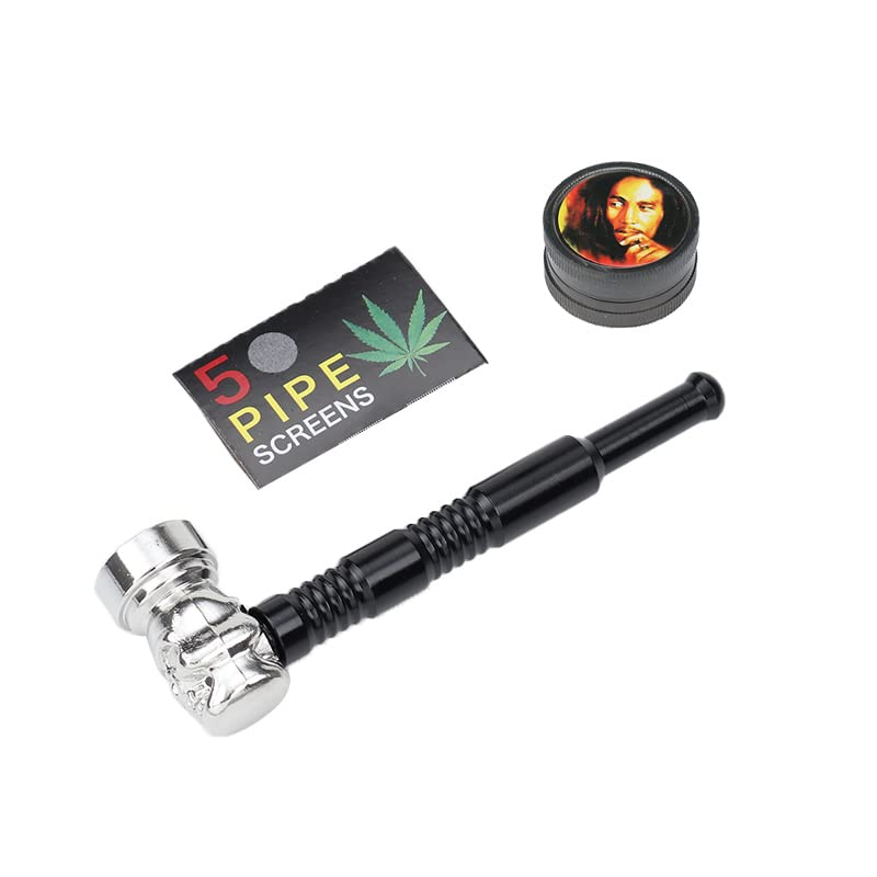 Set de pipes Pure | Mini Broyeur/Concasseur | 5 tamis en inox | Tête amovible | Nettoyage facile | Pipe à fumer Pipe en verre | Consommation de produits du...