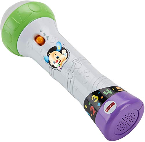 Fisher-Price Lernspaß Mikrofon - musikalisches Lernspielzeug mit Aufnahme- und Abspielfunktion, Liedern, Lichtern und Karaoke-Funktion, regt zur Bewegung an, ab 18 Monaten, Version: Italienisch, FBP33