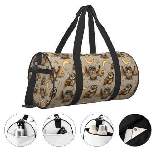 Travel Duffle Bag, Moon Stars Owls Sports Gym Bag for Women Men, Carry On Bag Weekender Overnight Duffel Bag, Personal Item Travel Bag3