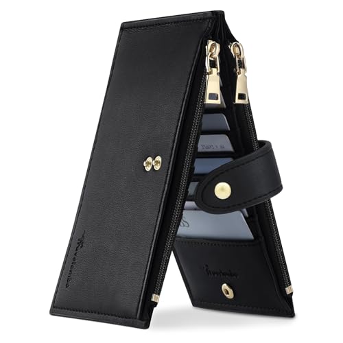 Travelambo Leather Wallets for Women Slim RFID Blocking Bifold Credit Card Holder Wallet