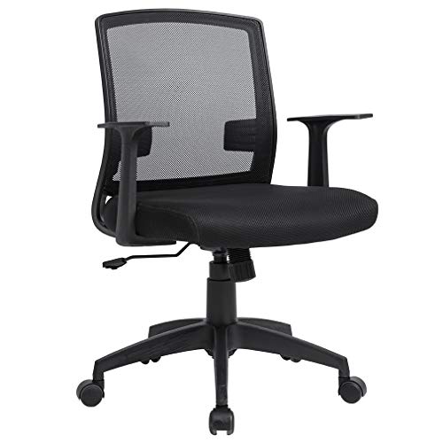 Office Chair Ergnomic Desk Chair Adjustable Computer Chair Executive Mid Back Rolling Swivel Chair with Lumbar Support Armrest Mesh Task Chair for Women Adults, Black