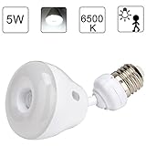 SUPERNIGHT E27 5W PIR Motion Sensor & Light Sensor Detector LED Light Bulb Motion Activated Night Lamp for Garage Door Closet Cabinet Porch, 360 Degrees Adjustable, White Light, 29-led