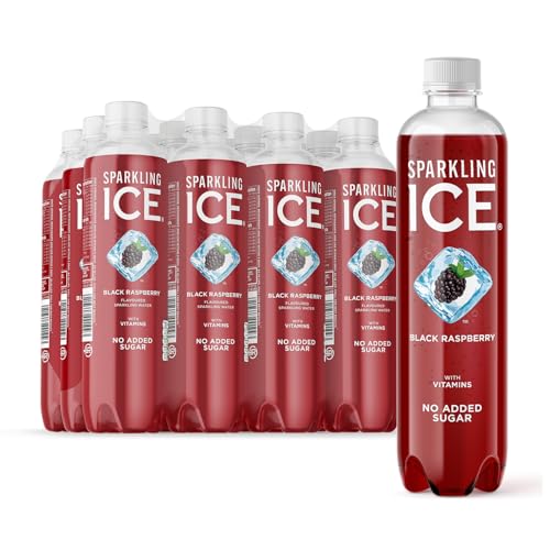 Sparkling Ice, Black Raspberry Flavored Sparkling Water - Contains Vitamins- Only 12 calories- No Added Sugar - No Carbs (12 x 500ml Bottles)