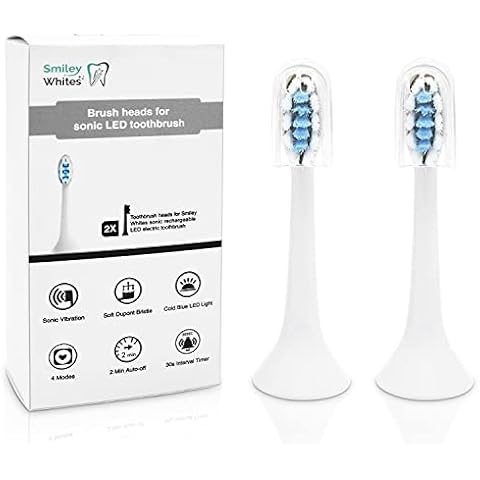 Electric Toothbrush Replacement Heads for Smiley Whites Sonic LED Electric Toothbrush x2 (White) Cover
