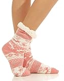 Cleostyle 353 - Calcetines cálidos para casa con suela de ABS y forro de peluche, talla única (35-42), 2 rosas viejas