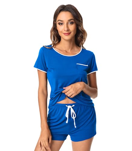 Image of WiWi Viscose from Bamboo Pajamas Set for Women Super Soft Short Sleeve Cooling Summer Plus Size Pjs Sets Sleepwear S-4X