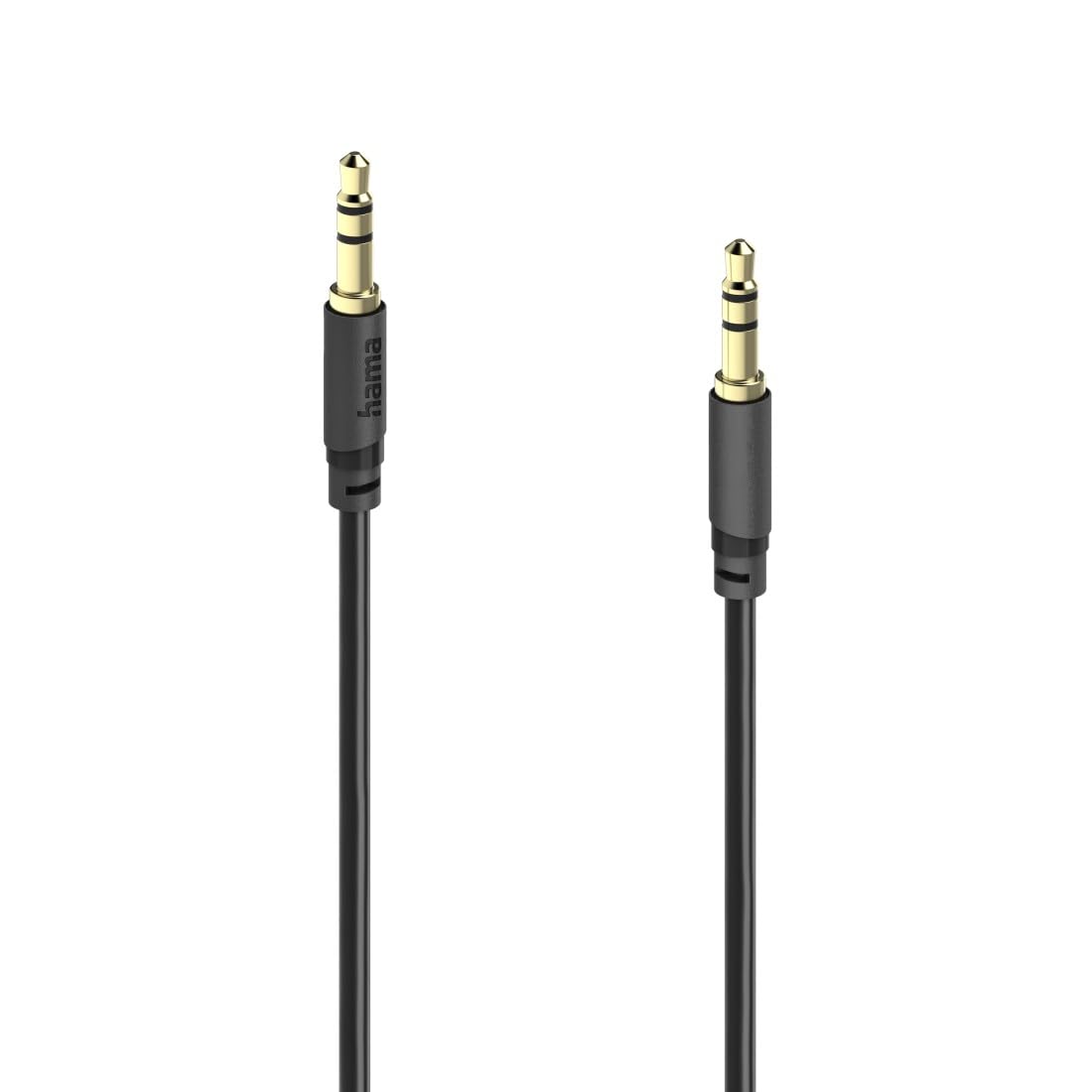 Hama Cavo audio jack da 3,5 mm maschio-maschio, 10 anni, stereo, contatti placcati oro, ultra sottile e morbido, protezione anti-piegatura, lunghezza 5 m, nero