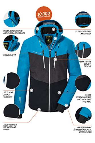 Foto von Killtec Herren Ksw 45 Mn Jckt Skijacke Funktionsjacke mit abzippbarer Kapuze und Schneefang, schwarz blau, L EU