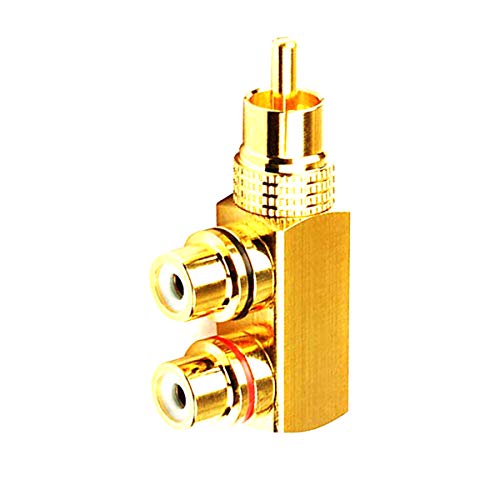 Pack de 2 adaptadores RCA macho a 2 RCA hembra ángulo derecho miniatura 3