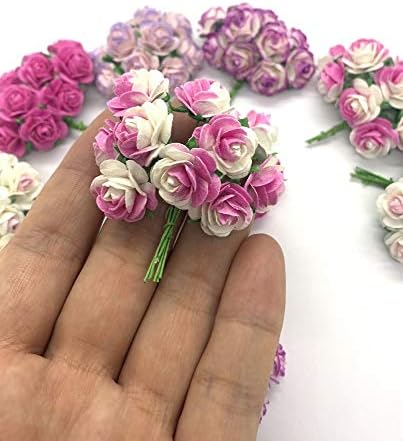 100 pcs Mini Rose Mixed Pink Color Mulberry Paper Flower 10 mm Scrapbooking Wedding Doll House Supplies Card Products from Thailand by.RATREE Shop.