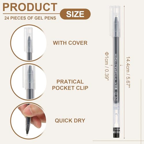 PATIKIL 0.5mm Bolígrafos de Gel, Pack 24 Tinta Negra miniatura 2