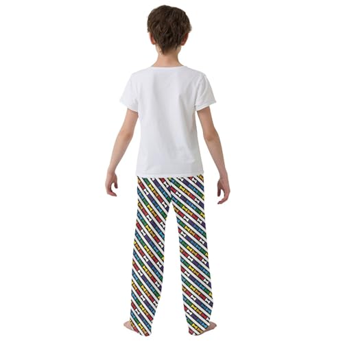Dog Bone Striped Rainbow Boys Pants for Kids Jogger Pants with Pockets S-XL3