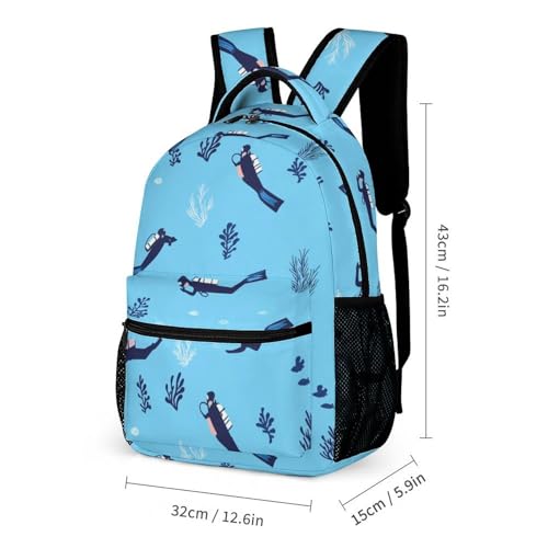 Scuba Diving Pattern Travel Backpack Casual Daypack Shoulder Bag with Adjustable Shoulder Straps2