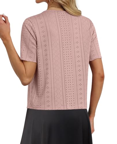 Image of Womens Tie Front Cardigan Lightweight Short Sleeve Cardigans for Women Trendy Open Front