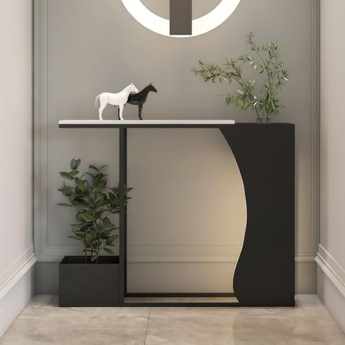 Modern Entryway Console Table, Marble Top and Iron Frame Hallway