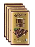 Whittaker's Fruit and Nut Chocolate Block 250g (Pack of 4) （Made in New Zealand）