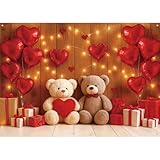 7 x 5 FT Valentine’s Day Backdrop – Extra Large Teddy Bear Heart Balloon Theme Wall Hanging, Romantic Photo Background Booth Prop for Indoor Outdoor Party Decorations
