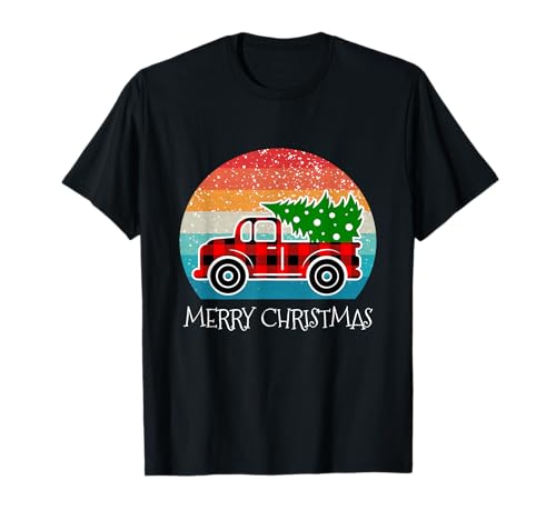 Feliz Navidad Buffalo Truck Tree, Color Rojo, a Juego para Toda la Familia Camiseta