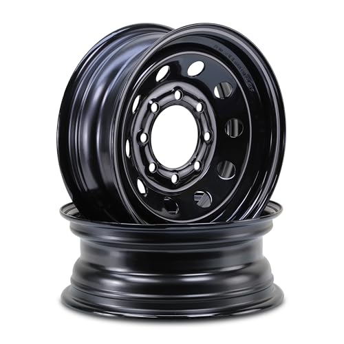 LIBRA 16 x 6 Heavy Duty 4400lbs Trailer Wheels 8 Lug on 6.5 Bolt Pattern Black Mod Set 2-17061